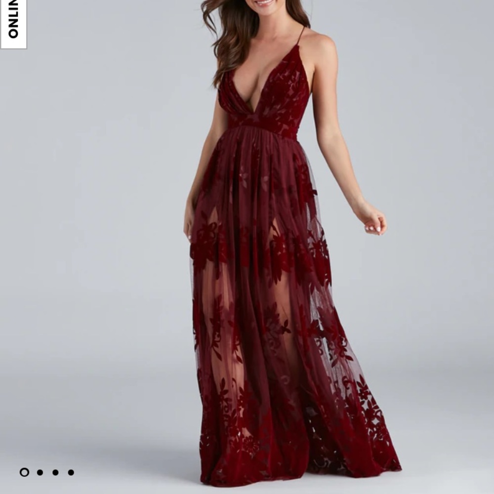 Morgan Formal Flocked Velvet Dress